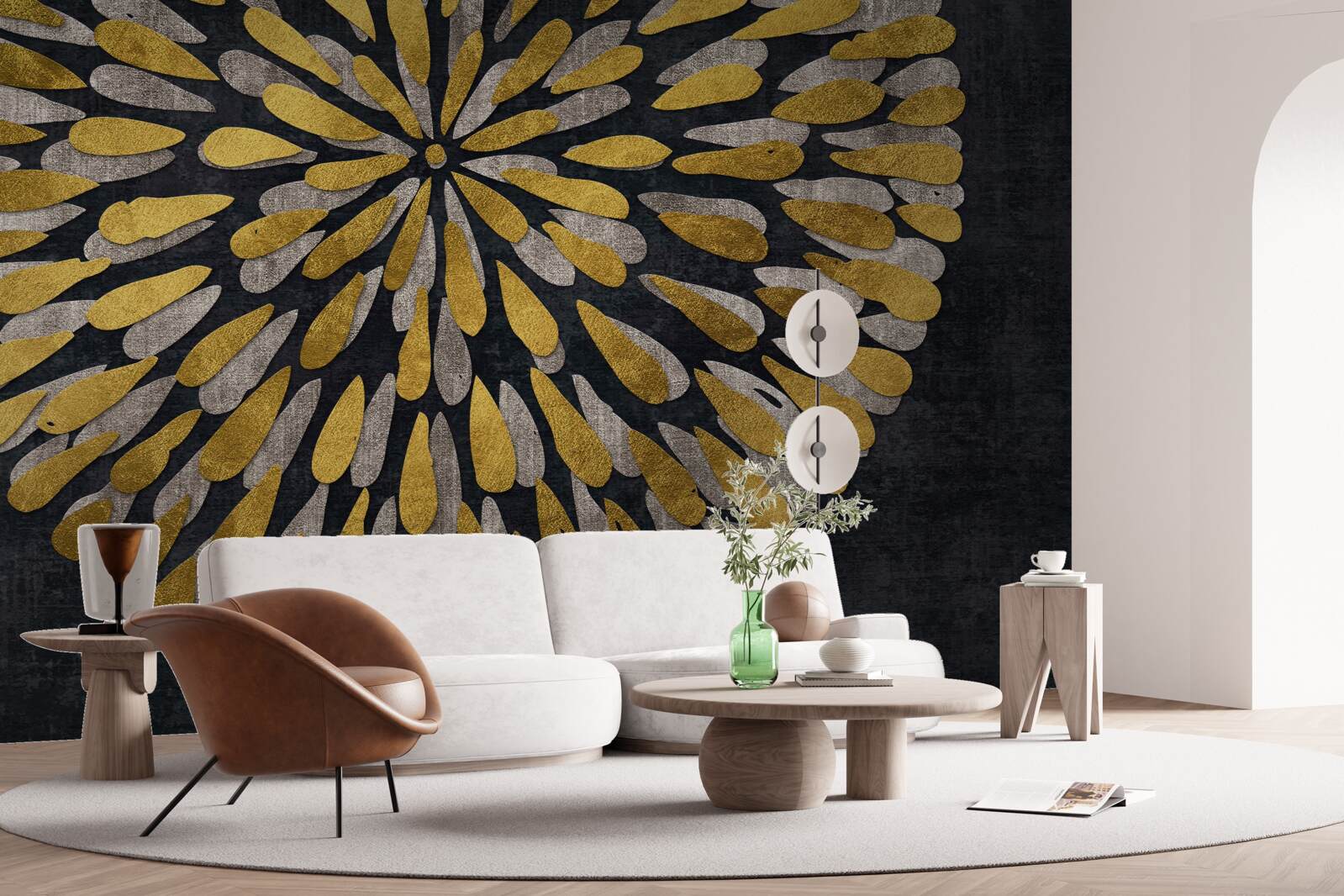 Фотошпалери кульбаба з золотистими відтінками