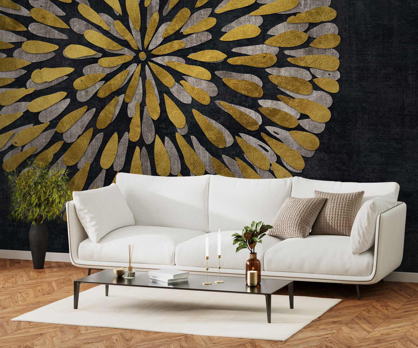 Фотошпалери кульбаба з золотистими відтінками