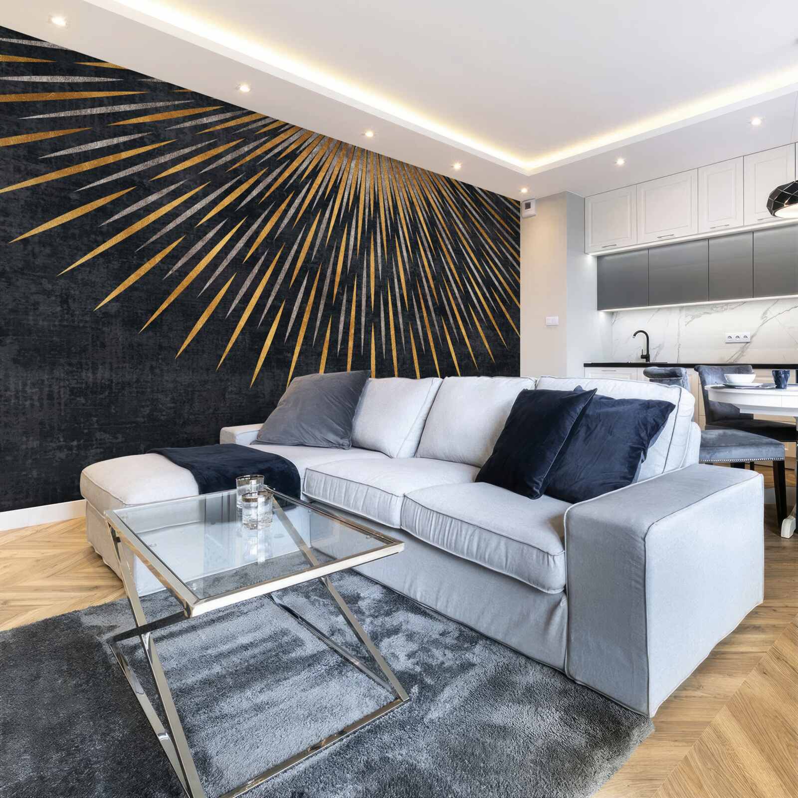 Фотошпалери сонячні промені на темному тлі