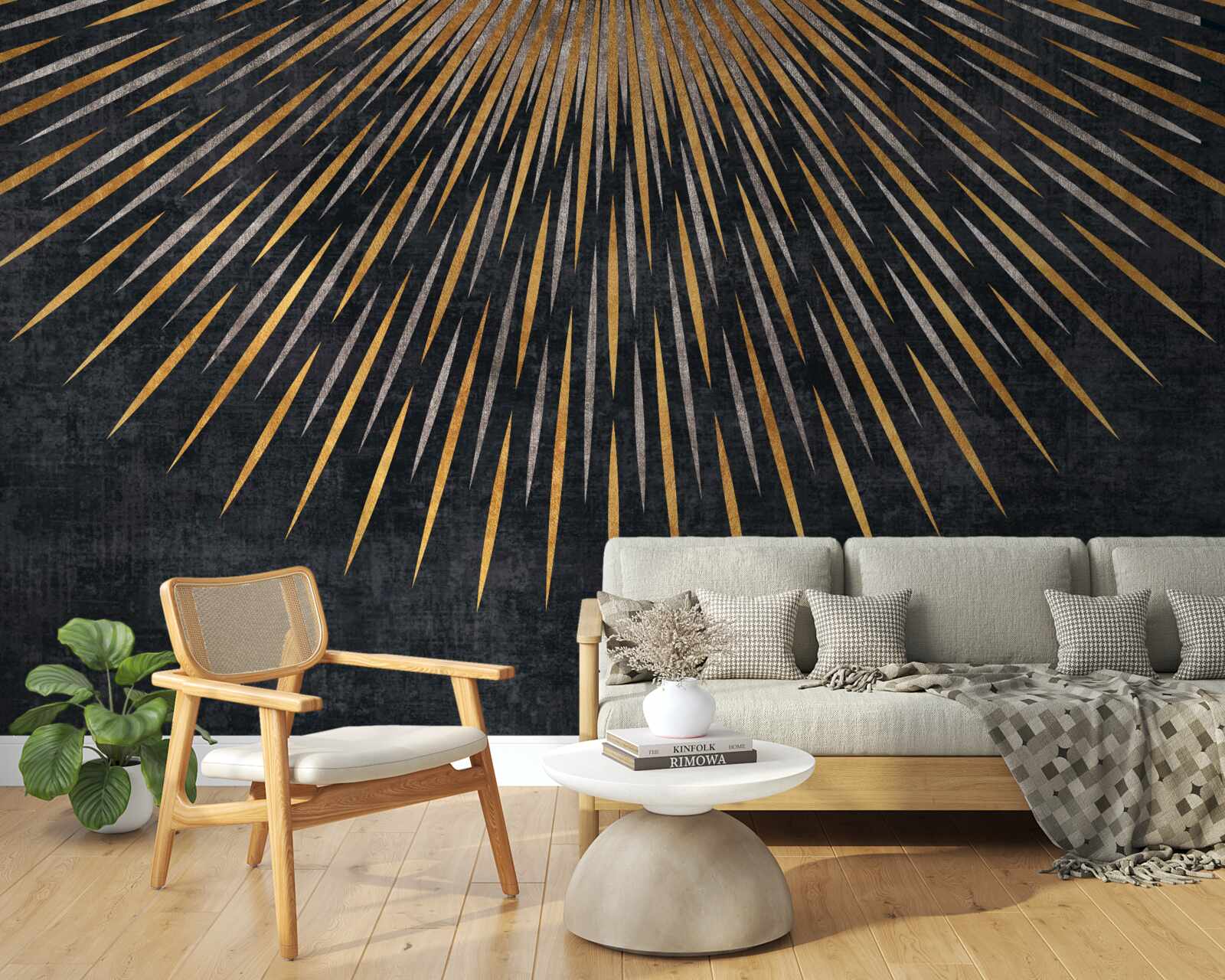 Фотошпалери сонячні промені на темному тлі