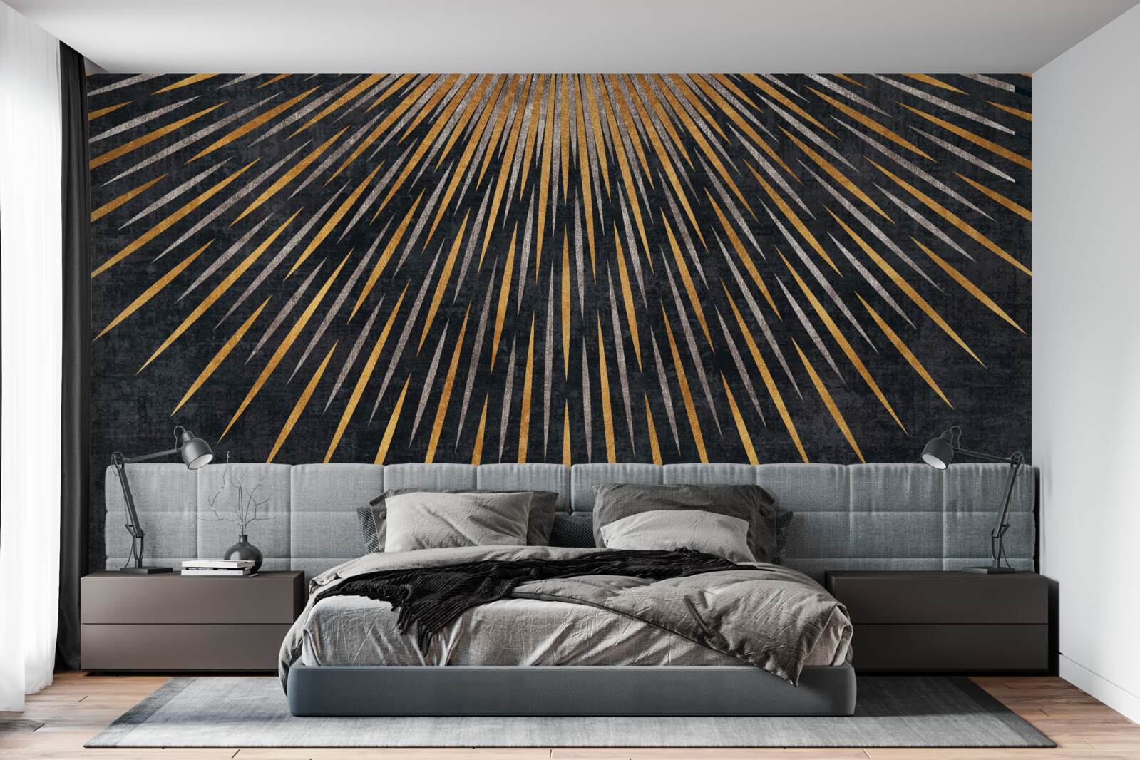 Фотошпалери сонячні промені на темному тлі