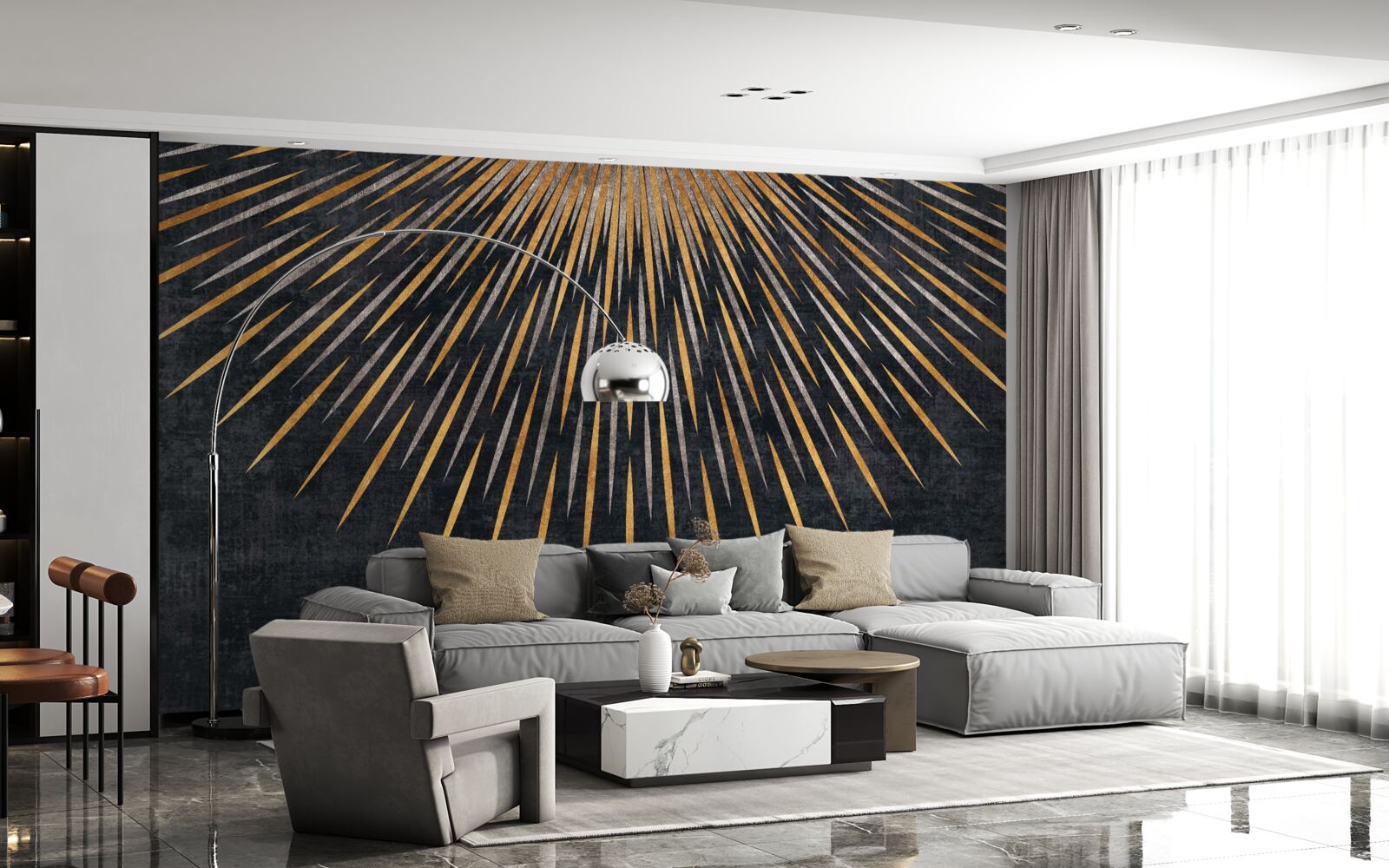 Фотошпалери сонячні промені на темному тлі