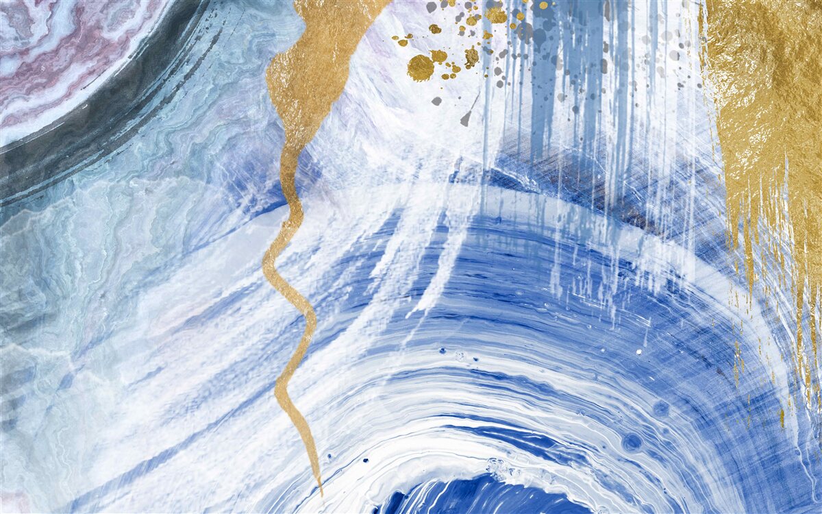 Фотошпалери коричневі потоки на тлі синіх плям