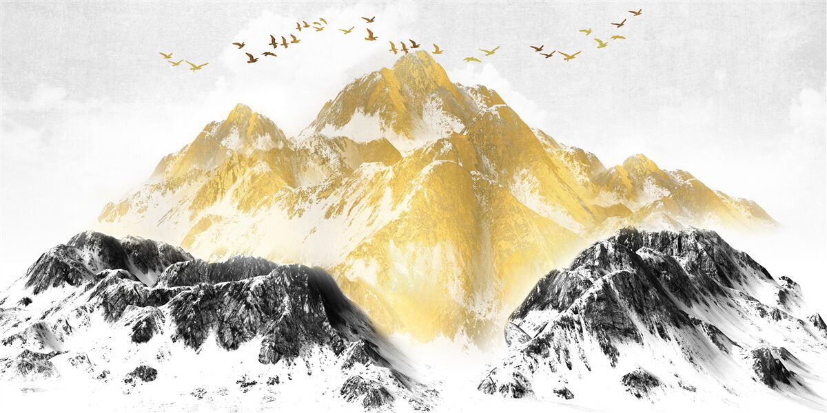 Фотошпалери гірські хребти із золотими вершинами