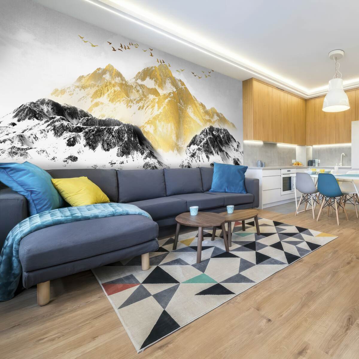 Фотошпалери гірські хребти із золотими вершинами