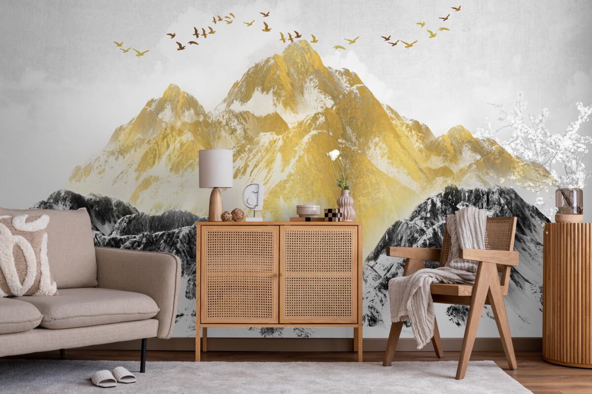 Фотошпалери гірські хребти із золотими вершинами