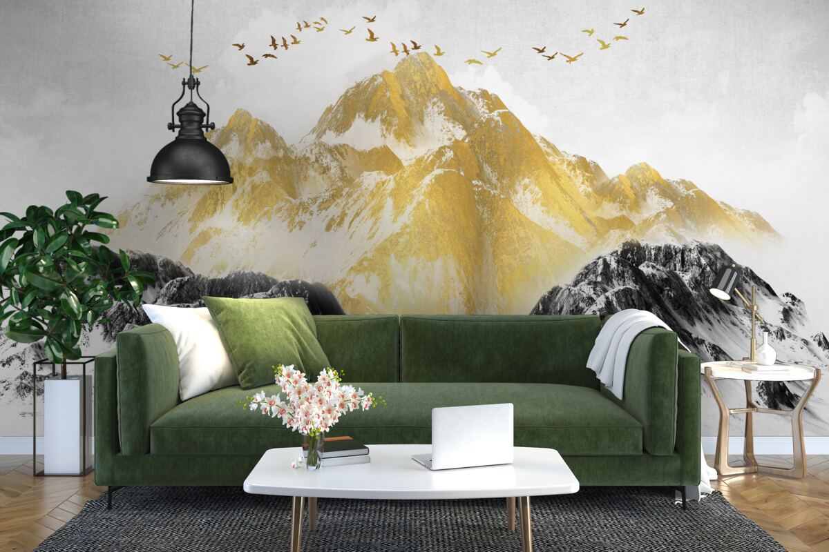Фотошпалери гірські хребти із золотими вершинами