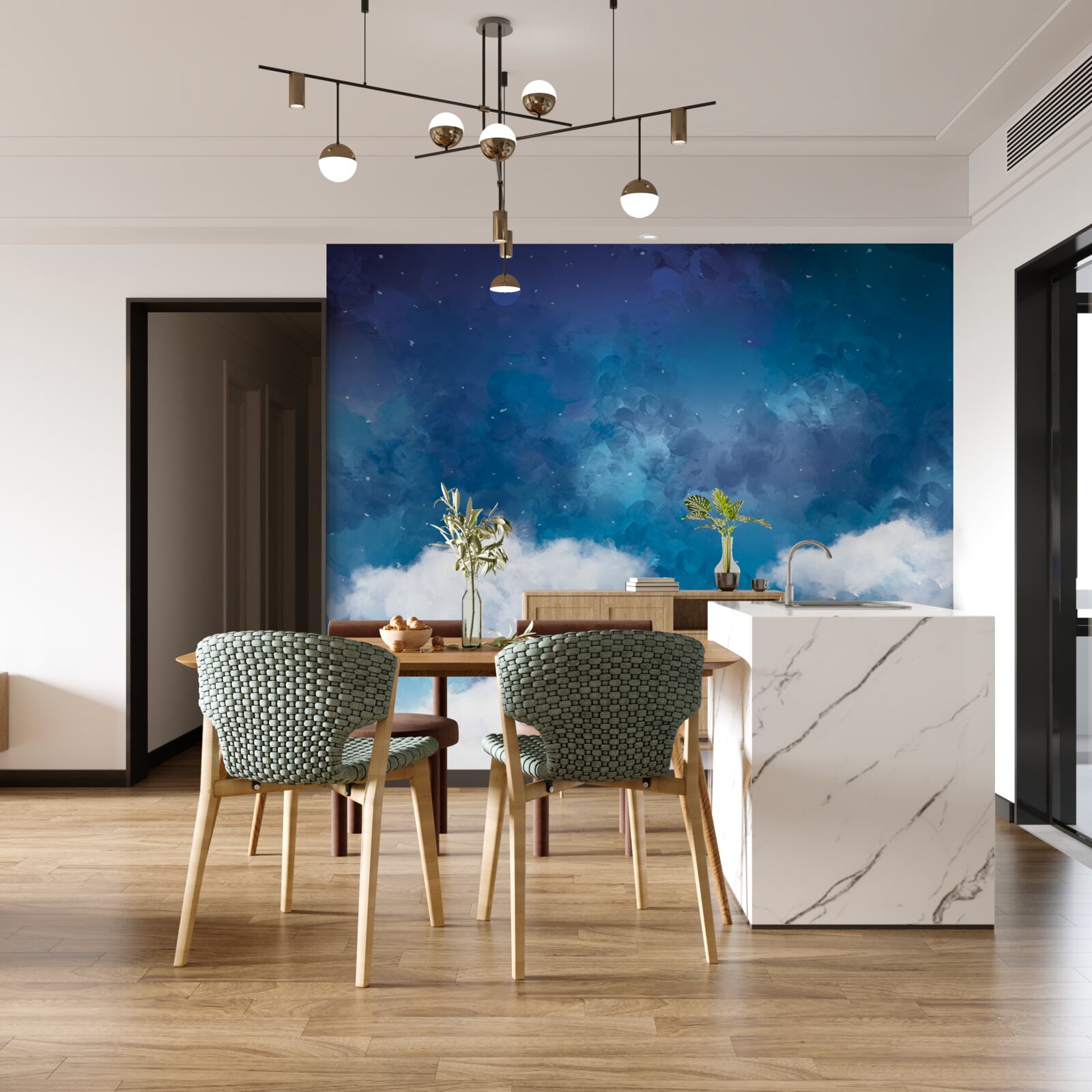 Фотошпалери зоряне небо, затягнуте хмарами вночі