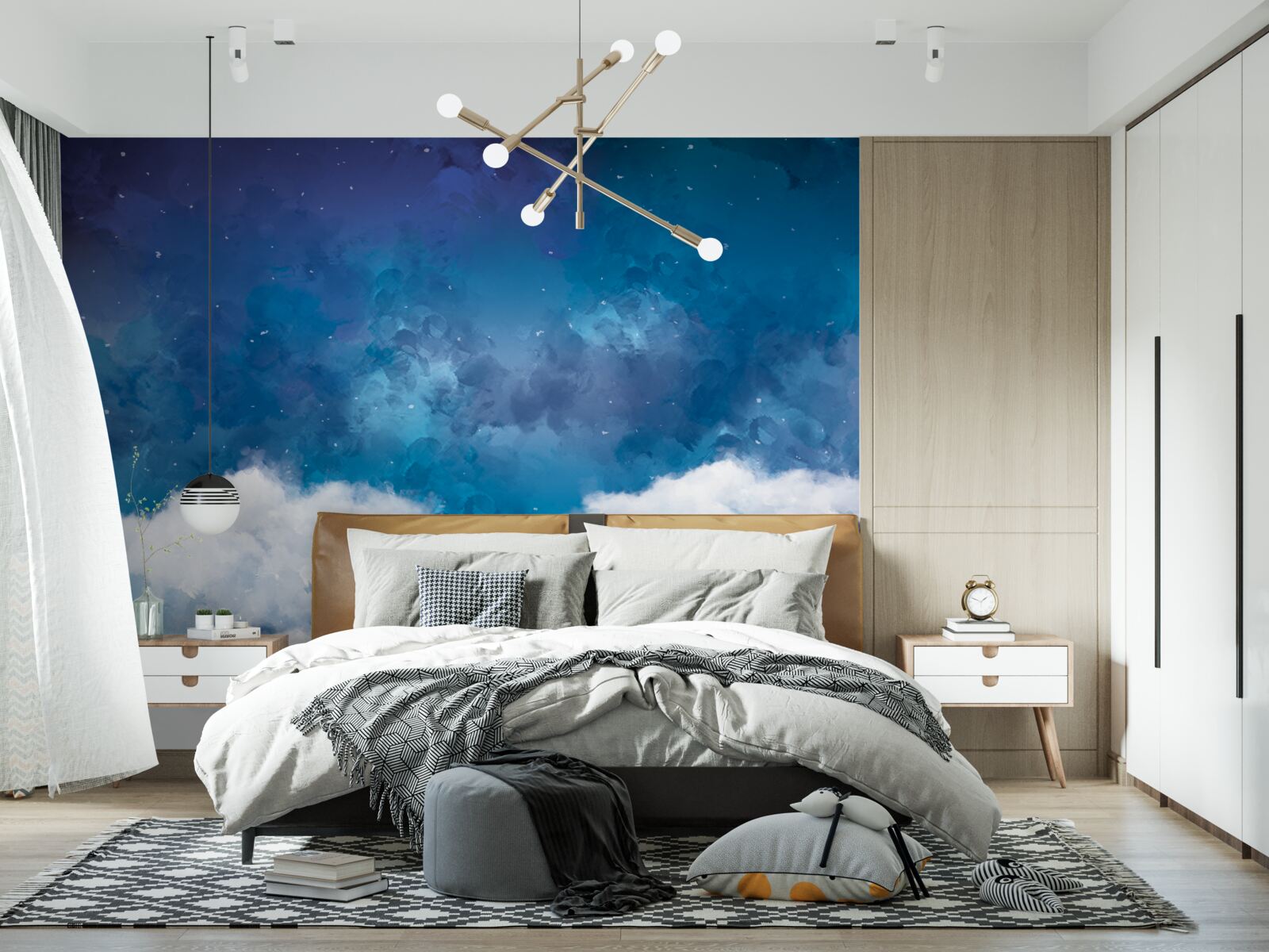 Фотошпалери зоряне небо, затягнуте хмарами вночі