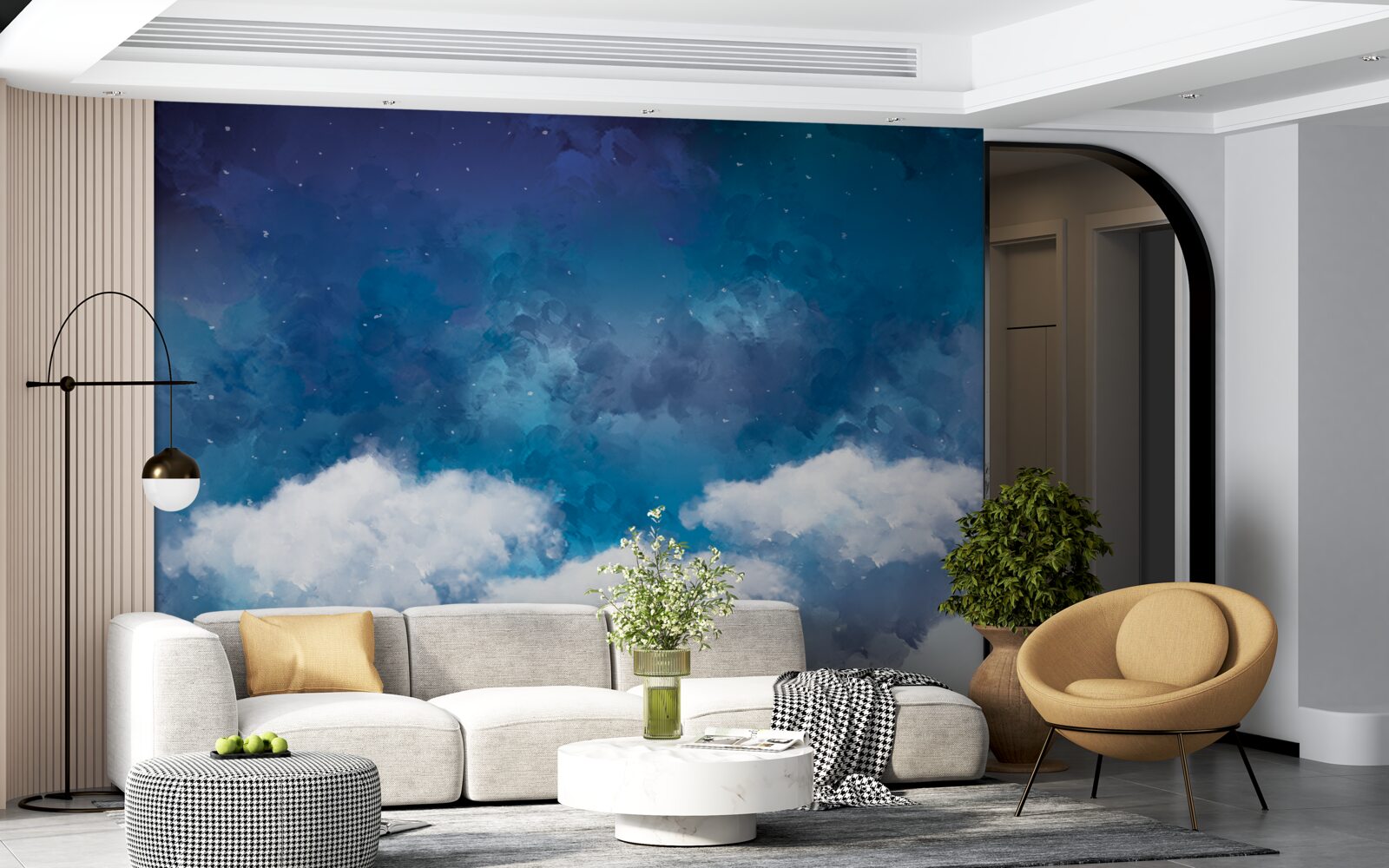 Фотошпалери зоряне небо, затягнуте хмарами вночі