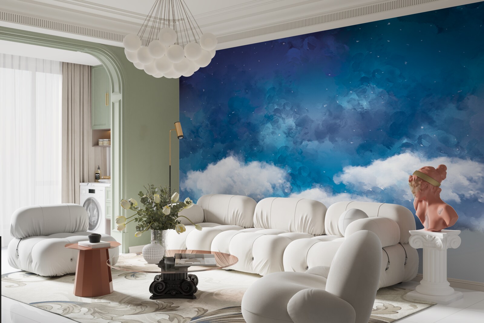 Фотошпалери зоряне небо, затягнуте хмарами вночі