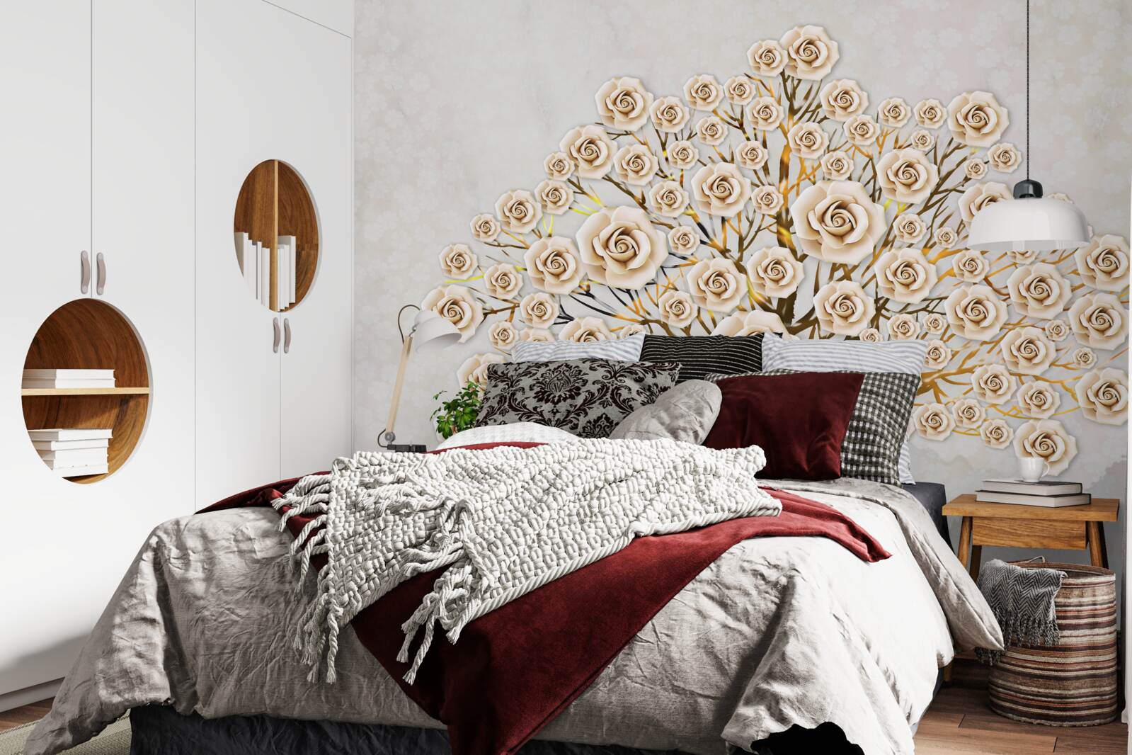 Фотошпалери дерево формується з яскраво-рожевих бруньок