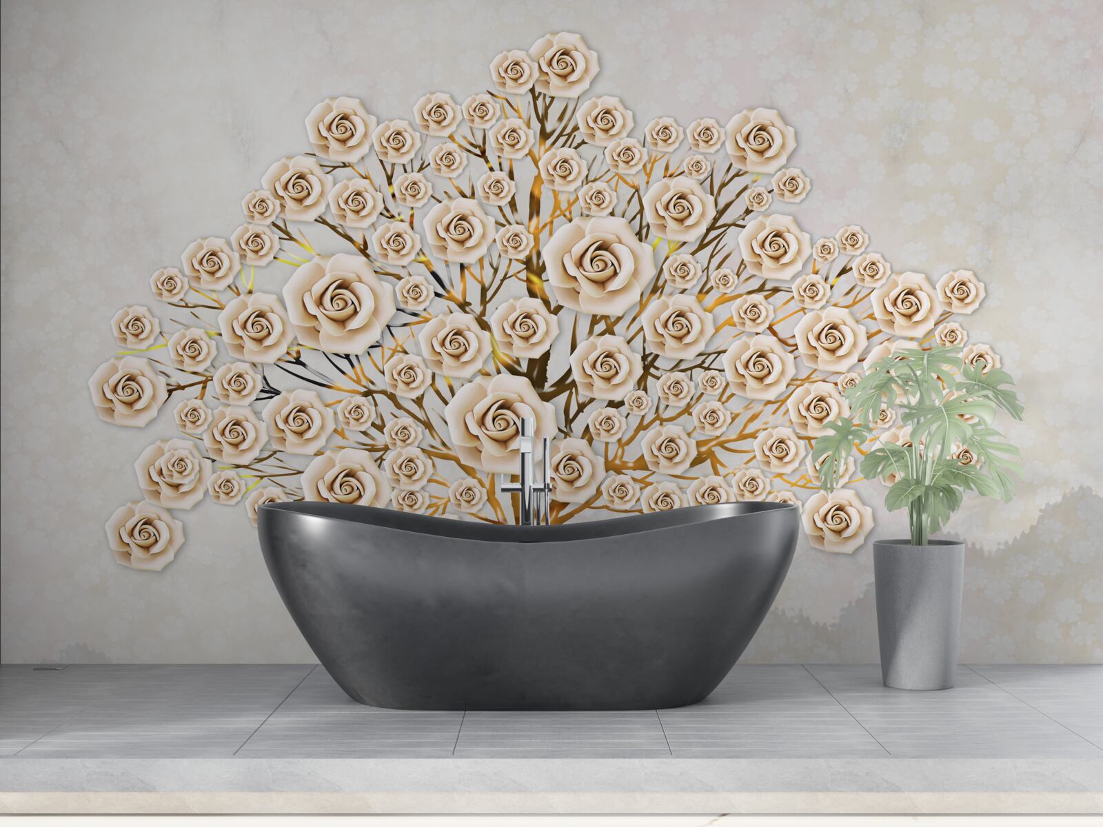 Фотошпалери дерево формується з яскраво-рожевих бруньок