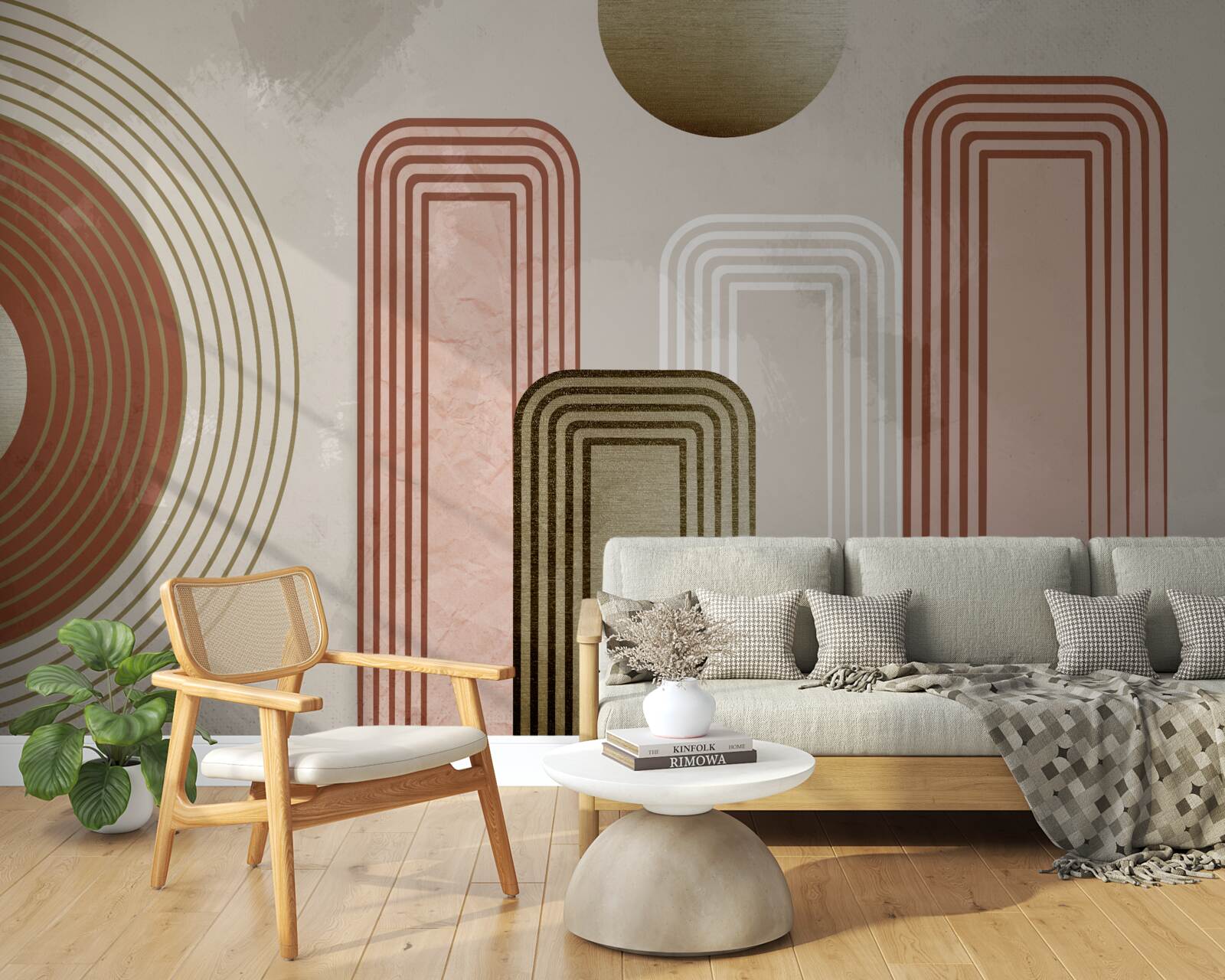 Фотошпалери м'які криві на сірому тлі