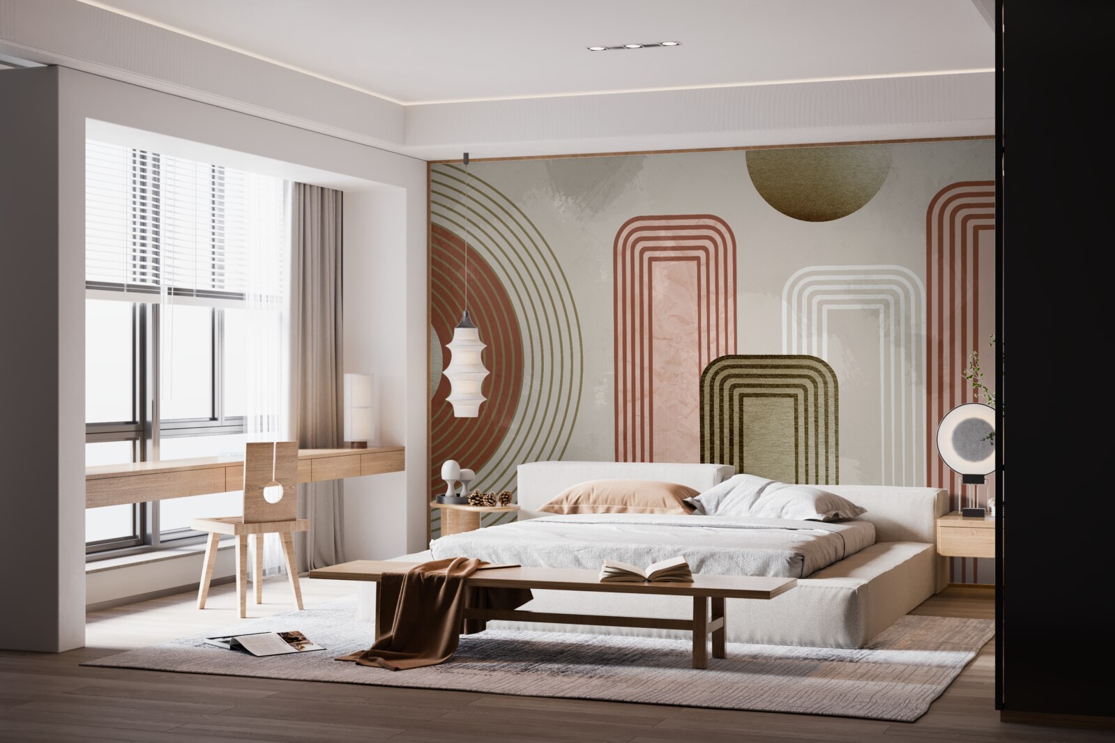 Фотошпалери м'які криві на сірому тлі