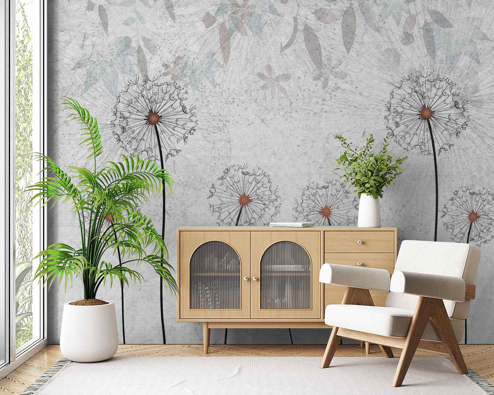 Фотошпалери слабкі багатоніжки на сірому тлі