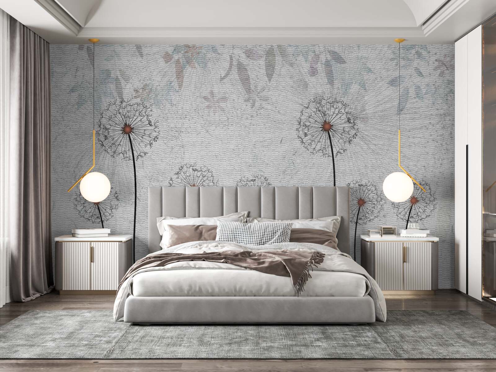 Фотошпалери слабкі багатоніжки на сірому тлі