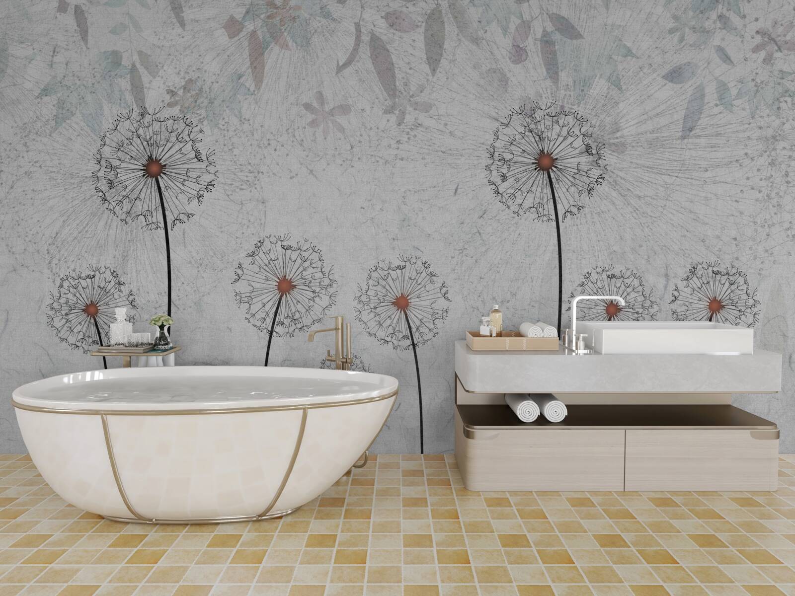 Фотошпалери слабкі багатоніжки на сірому тлі