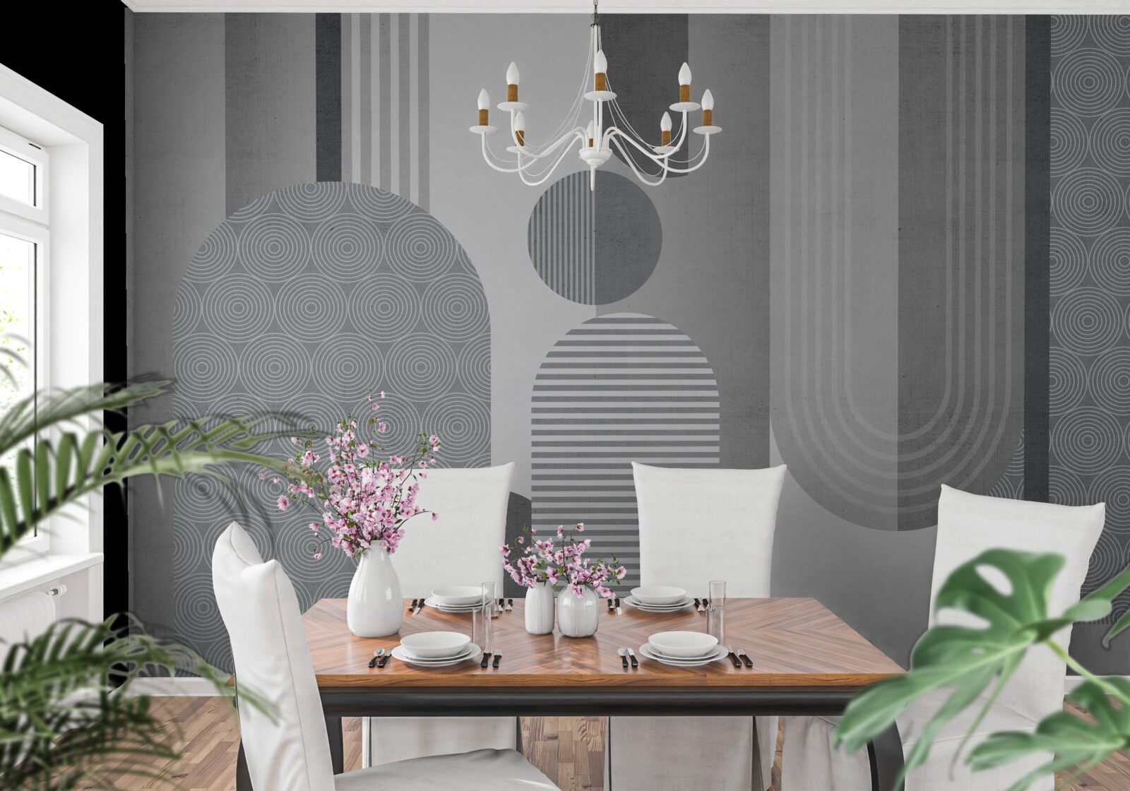 Фотошпалери заштриховані прямокутники з дугоподібною формою