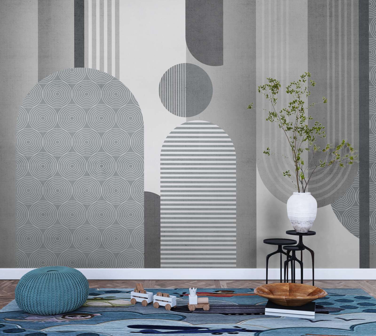 Фотошпалери заштриховані прямокутники з дугоподібною формою