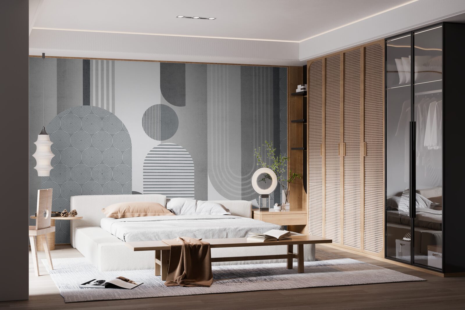 Фотошпалери заштриховані прямокутники з дугоподібною формою