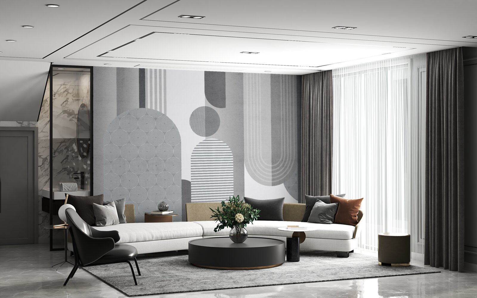 Фотошпалери заштриховані прямокутники з дугоподібною формою