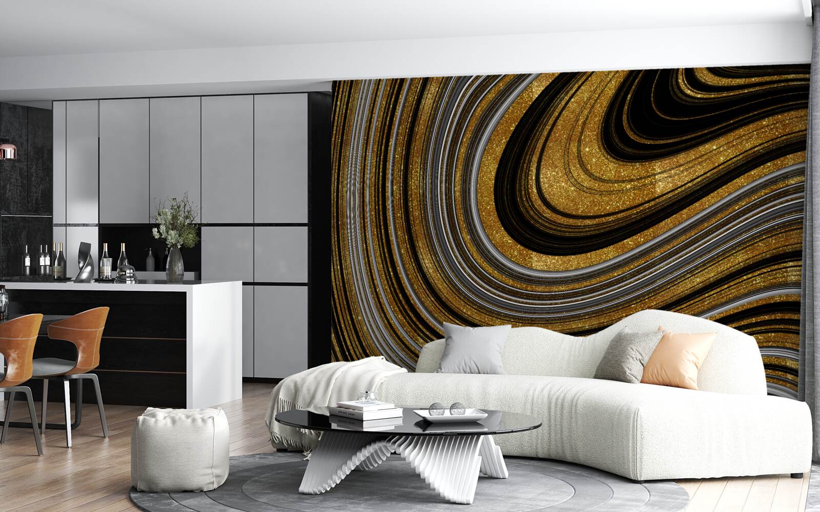 Фотошпалери золоті хвилі танення