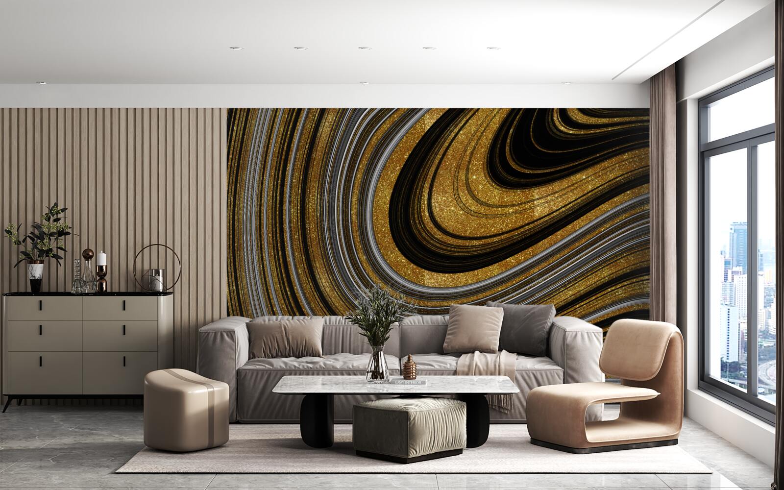 Фотошпалери золоті хвилі танення