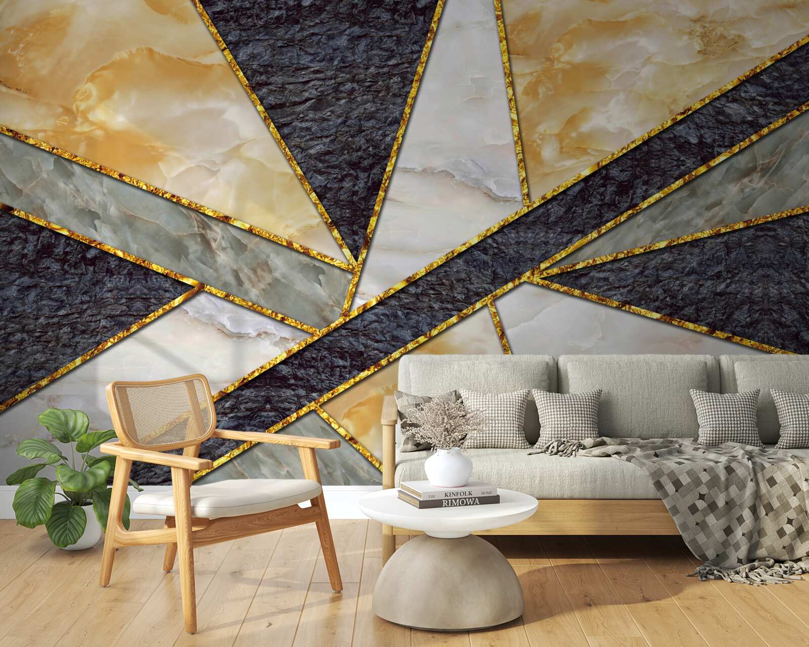 Фотошпалери кольоровий мармур у золотій пропорції