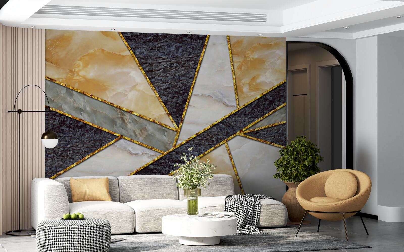 Фотошпалери кольоровий мармур у золотій пропорції