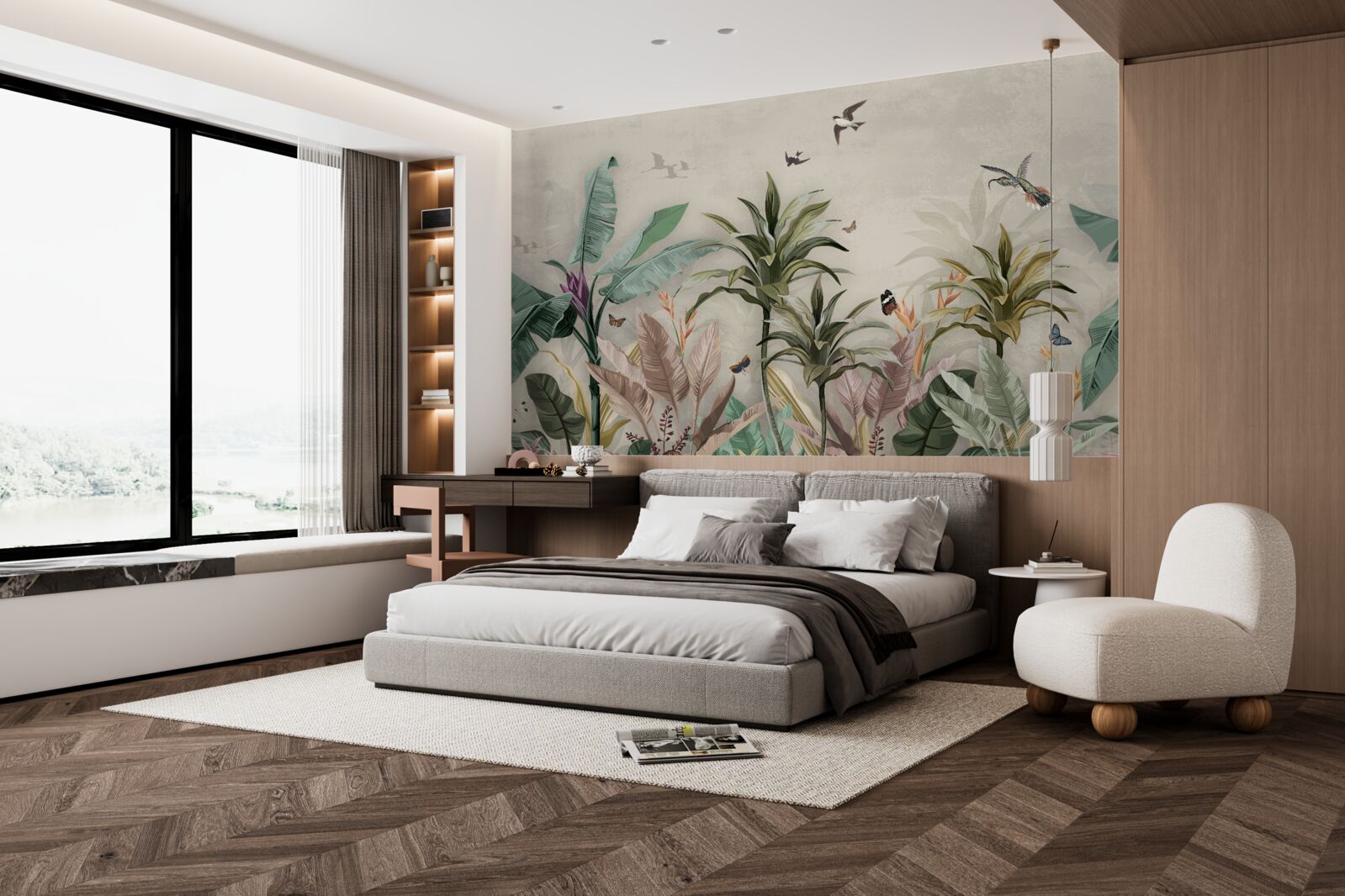 Фотошпалери тропіки - це місце, де птахи знаходять задоволення