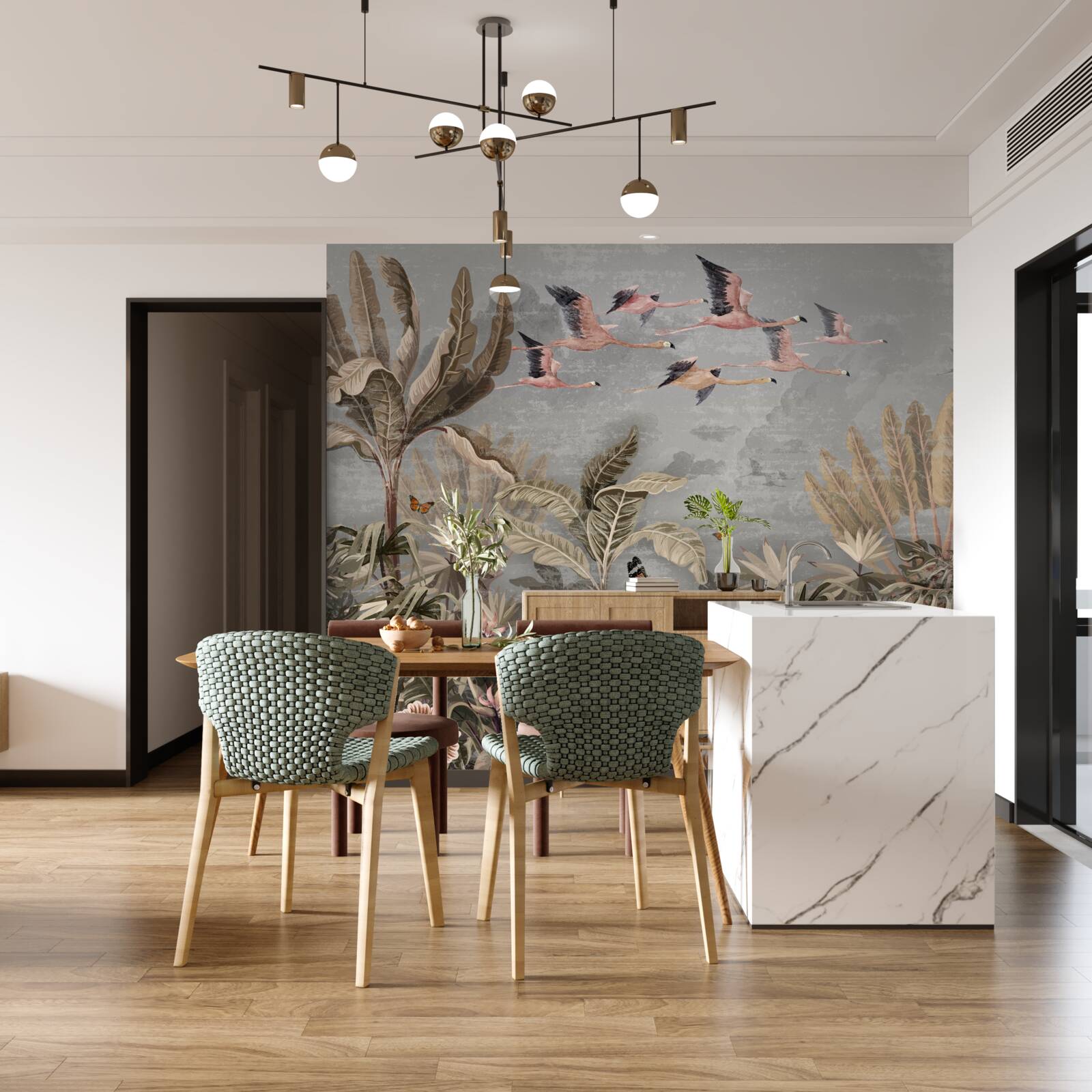 Фотошпалери журавлі літають у тропіках