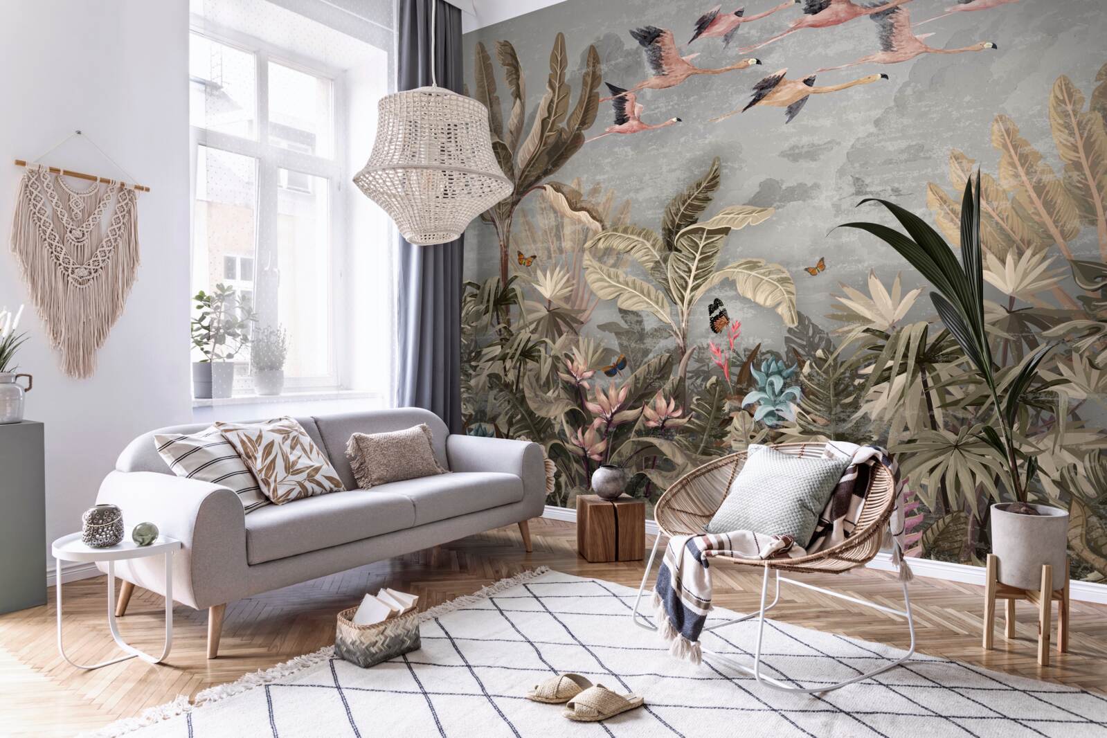 Фотошпалери журавлі літають у тропіках