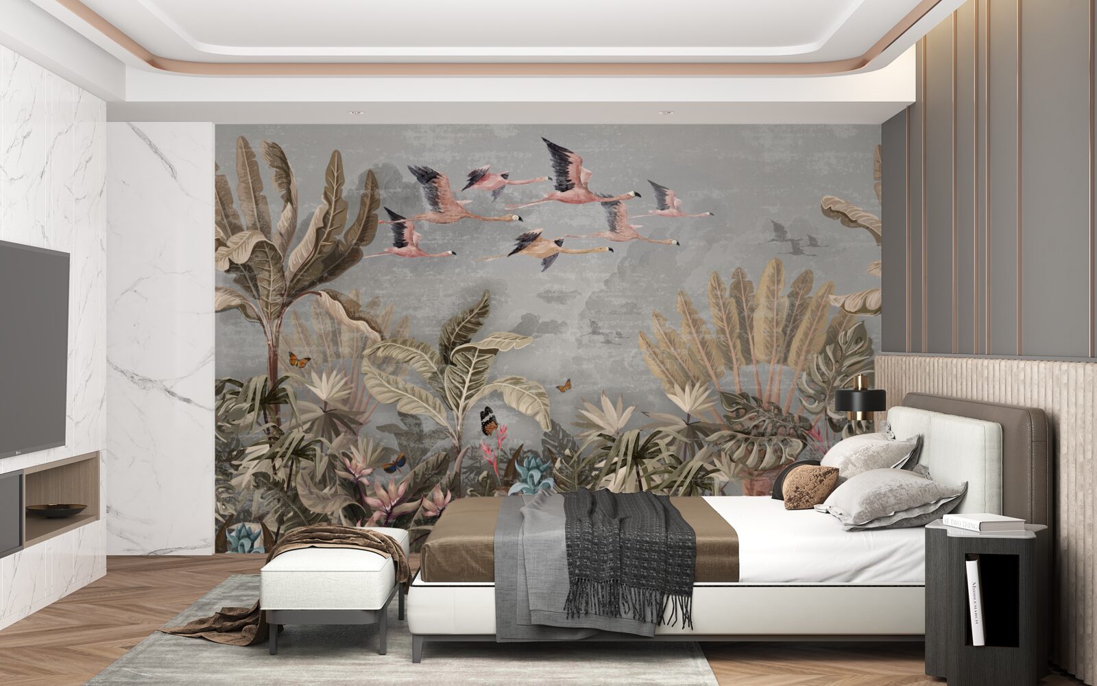 Фотошпалери журавлі літають у тропіках