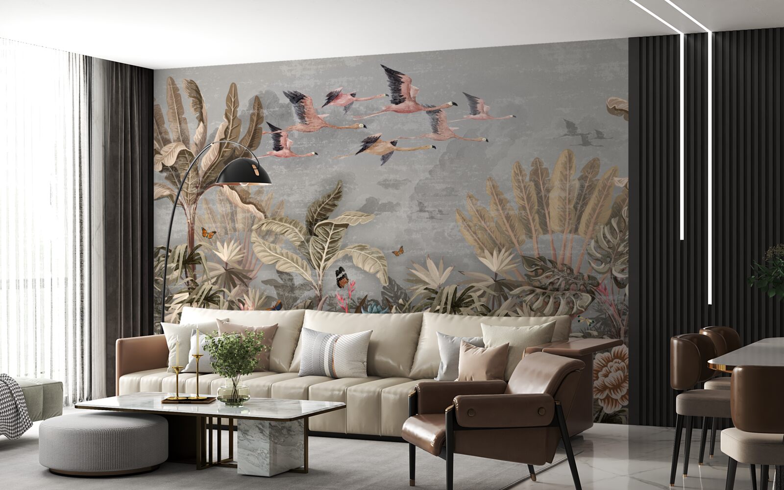 Фотошпалери журавлі літають у тропіках