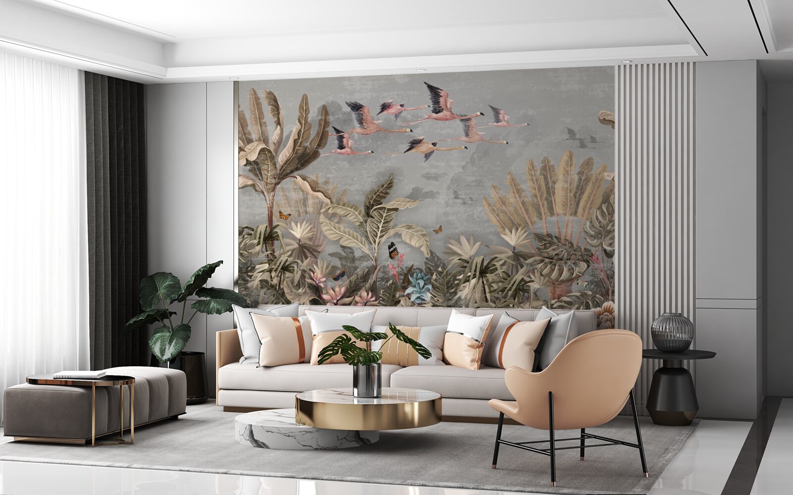 Фотошпалери журавлі літають у тропіках