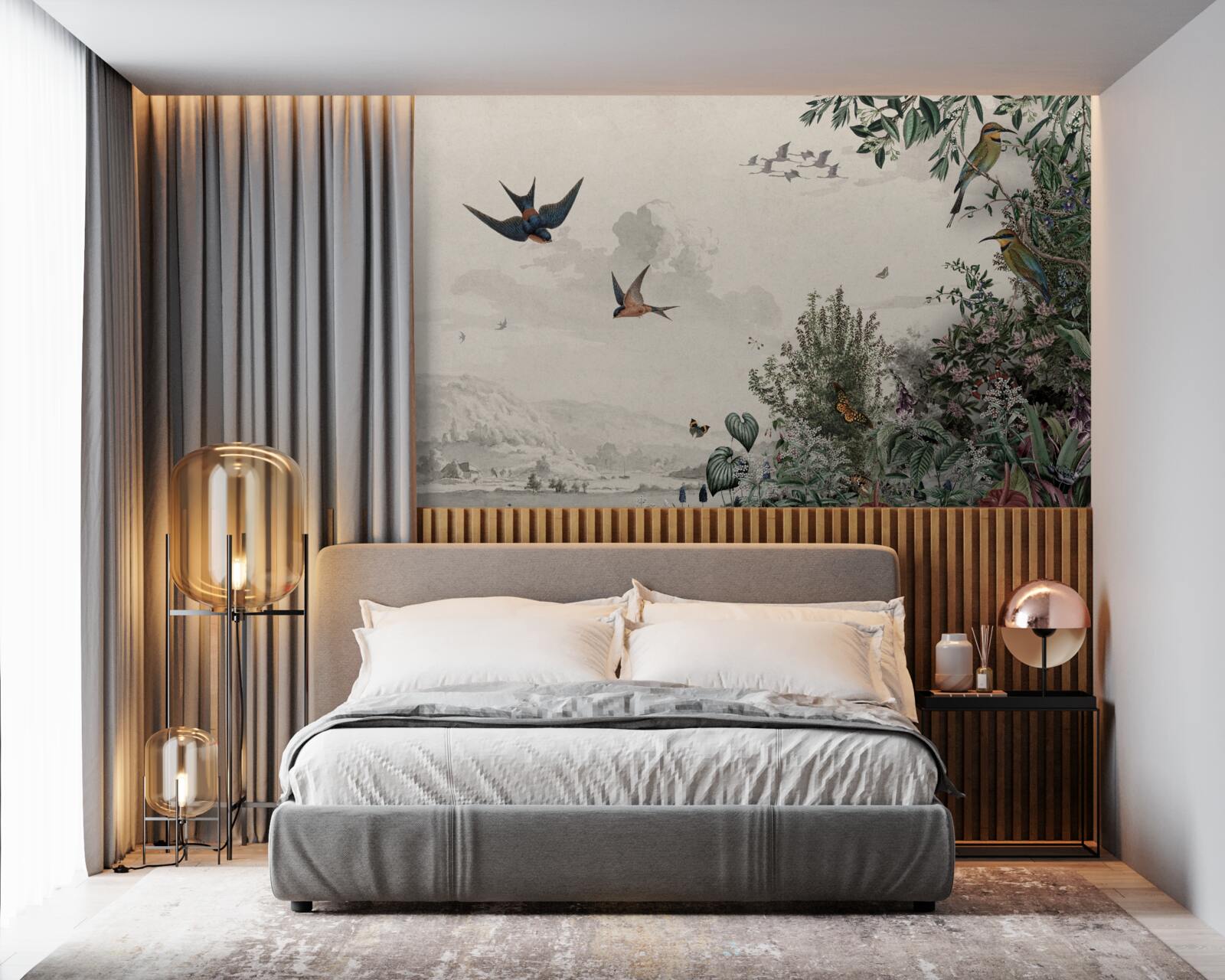 Фотошпалери Коли йде дощ, птахи шукають укриття