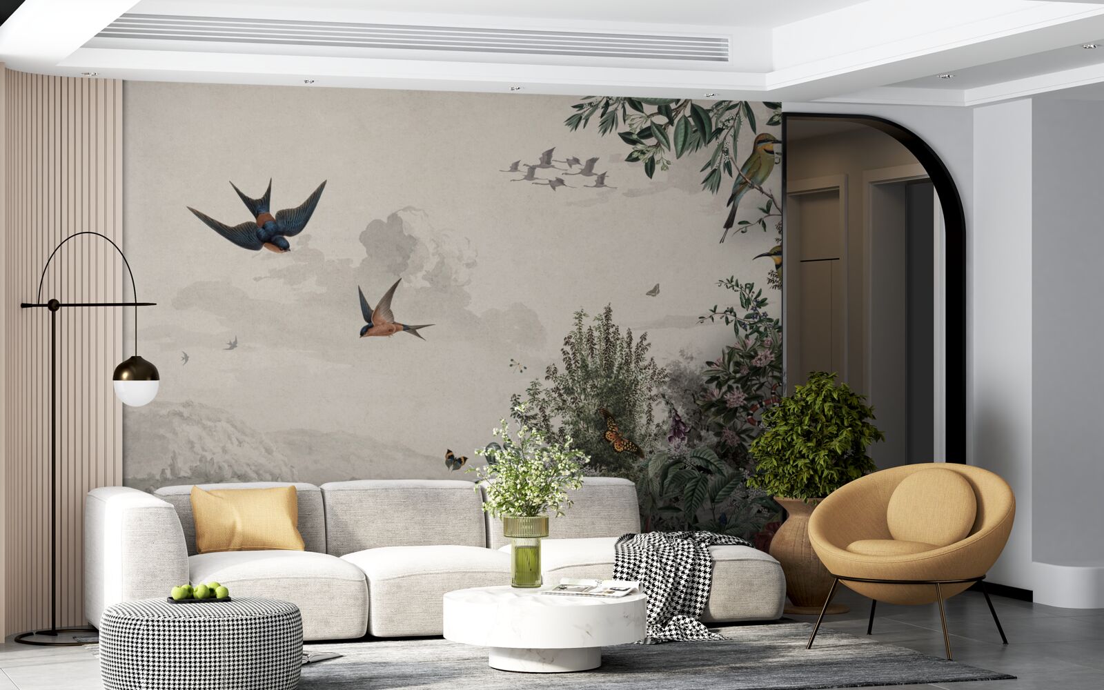 Фотошпалери Коли йде дощ, птахи шукають укриття