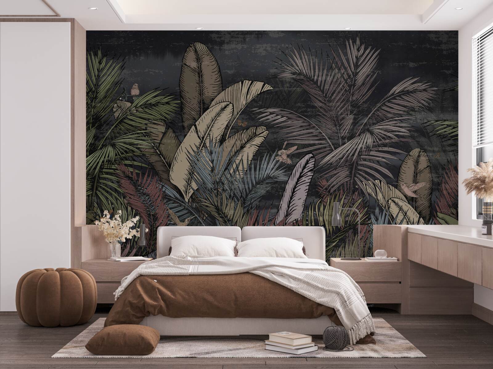 Фотошпалери коли настає ніч, тропічні рослини