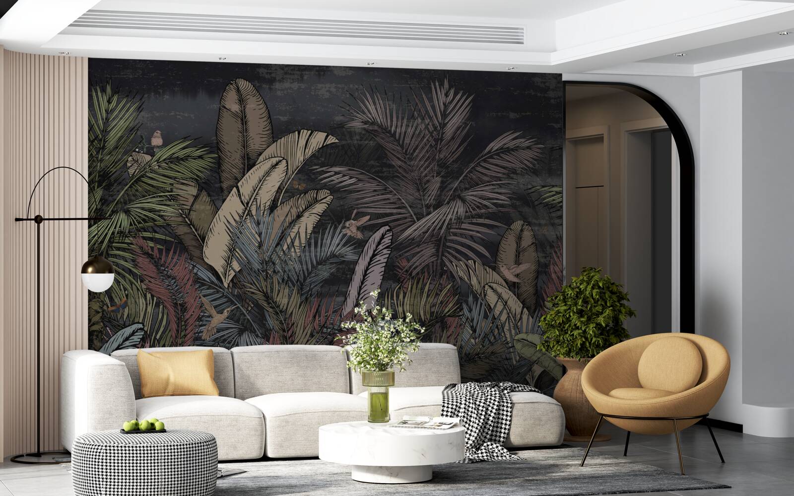 Фотошпалери коли настає ніч, тропічні рослини