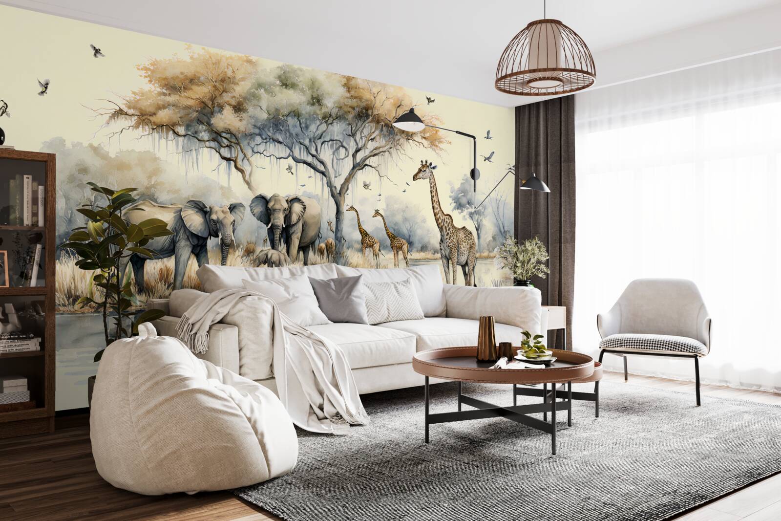 Фотошпалери африканські тварини біля ставка