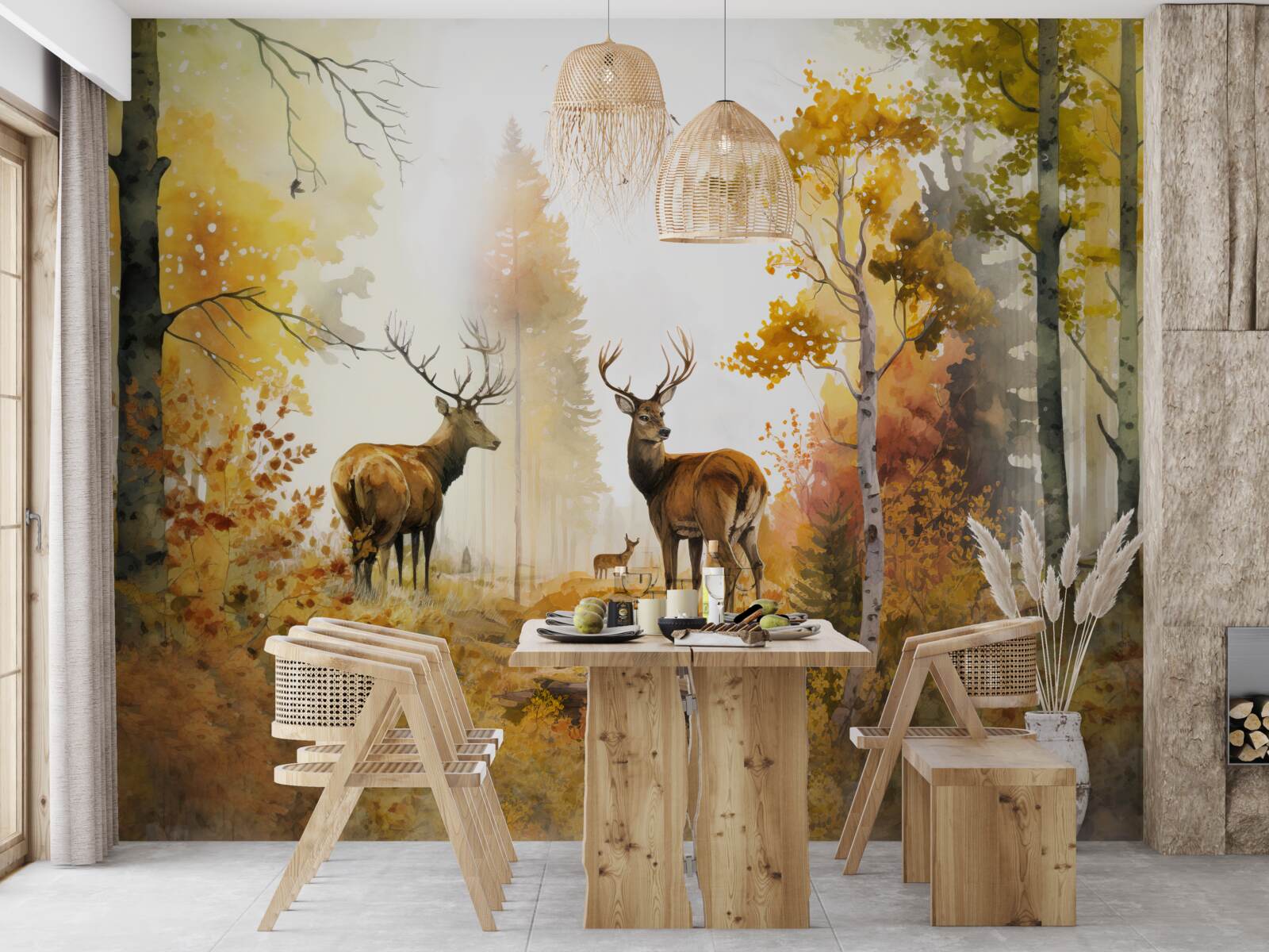 Фотошпалери осінній ліс стає зоною прогулянок для оленів