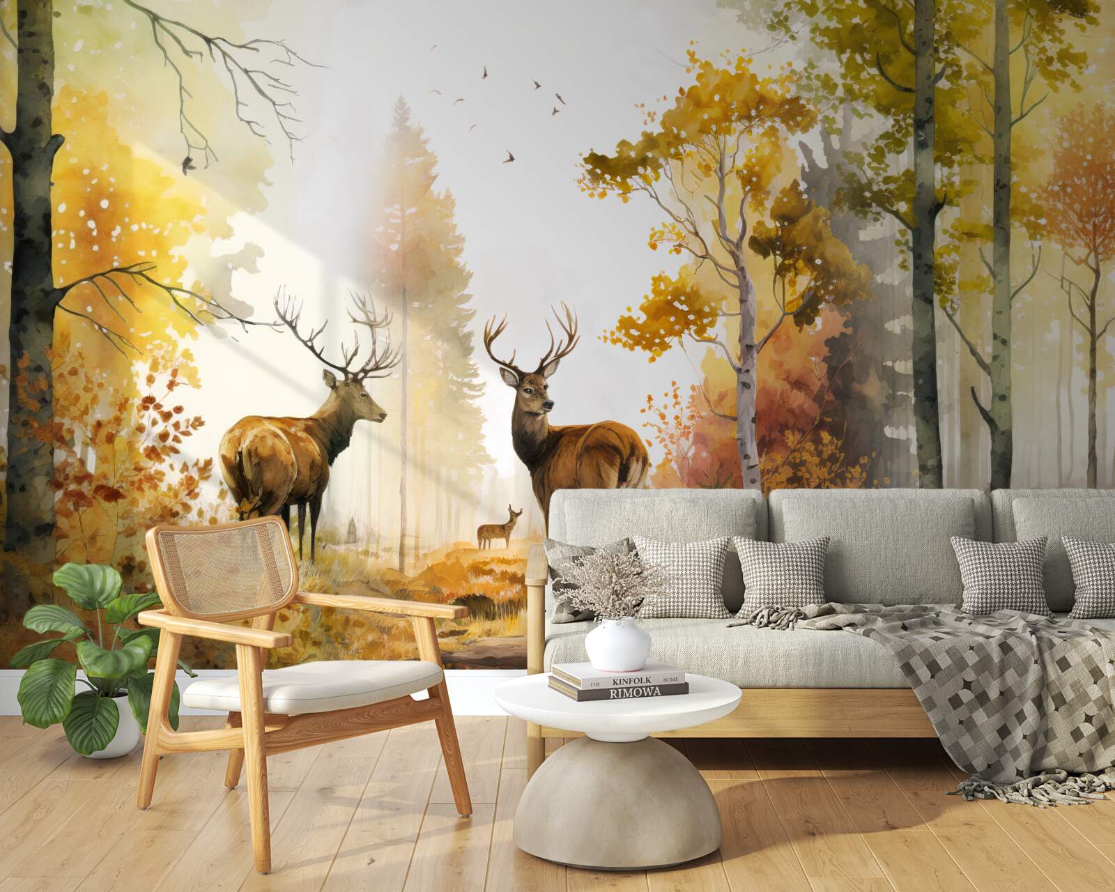 Фотошпалери осінній ліс стає зоною прогулянок для оленів