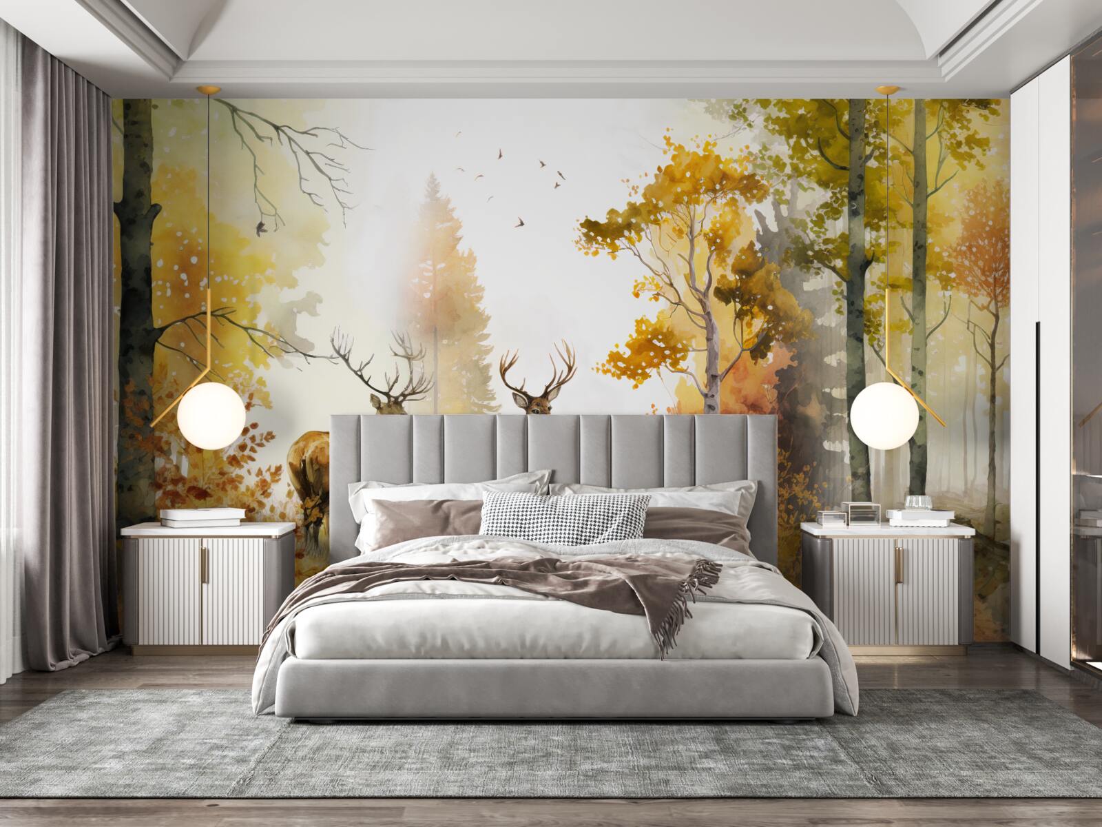 Фотошпалери осінній ліс стає зоною прогулянок для оленів