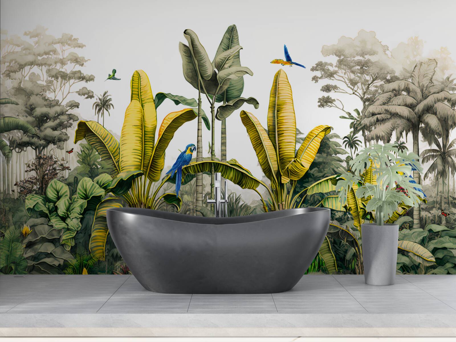 Фотошпалери золоте листя папороті виблискує в зеленому лісі