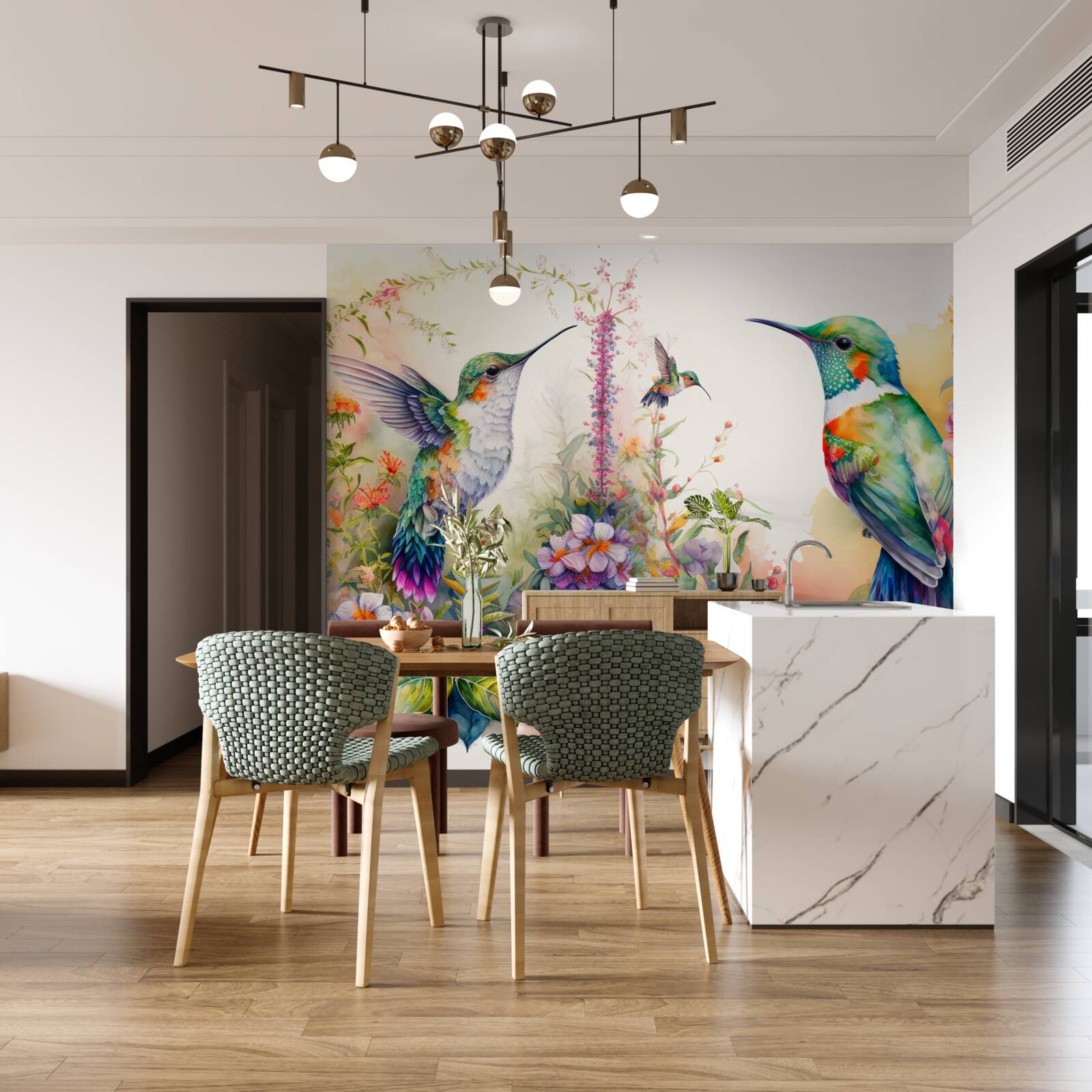 Фотошпалери колібрі спілкуються за допомогою кольорів