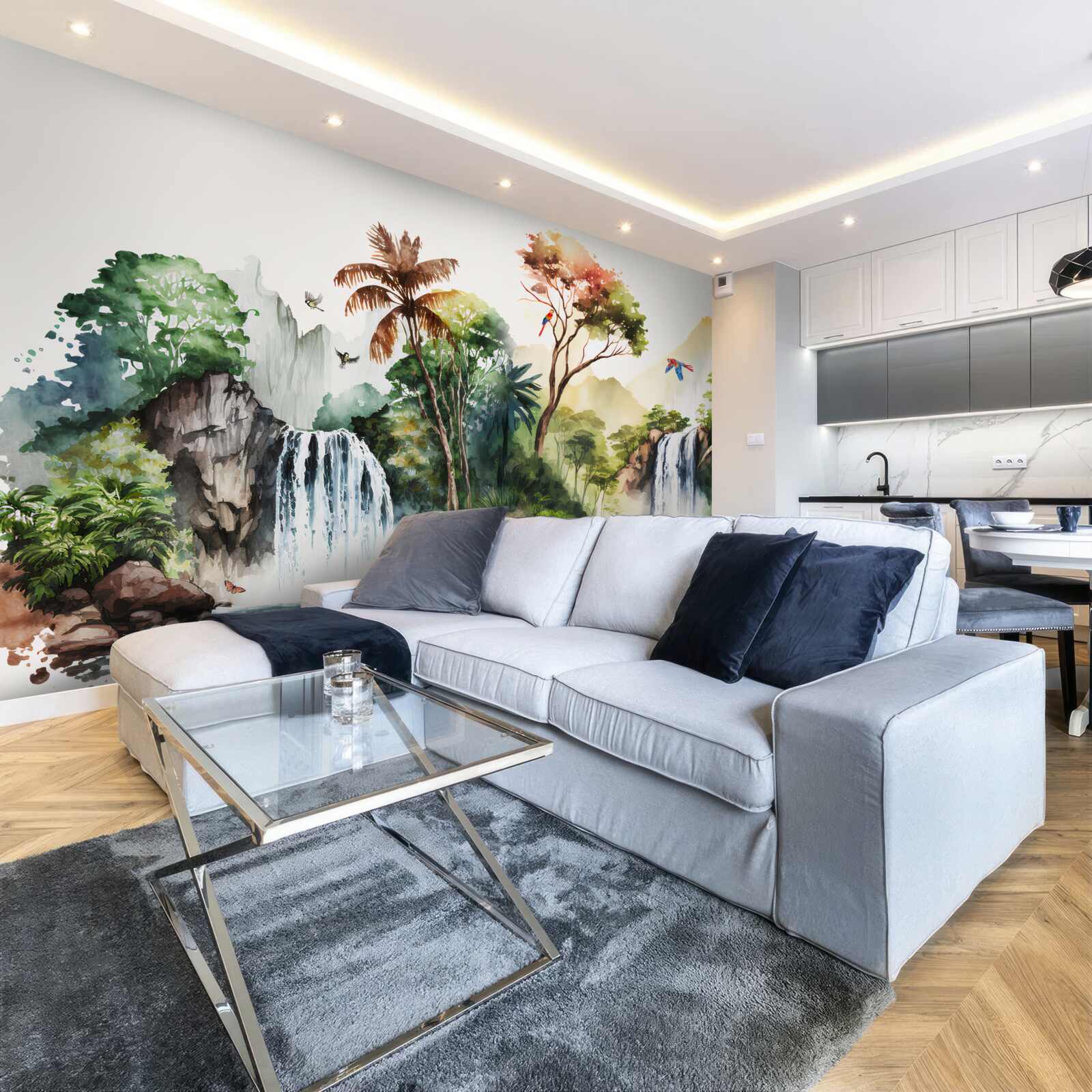 Фотошпалери у тропічному лісі є водоспади