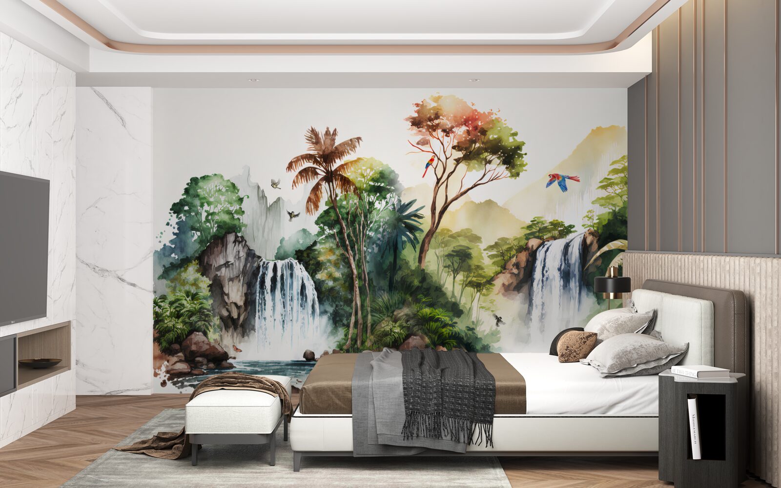 Фотошпалери у тропічному лісі є водоспади