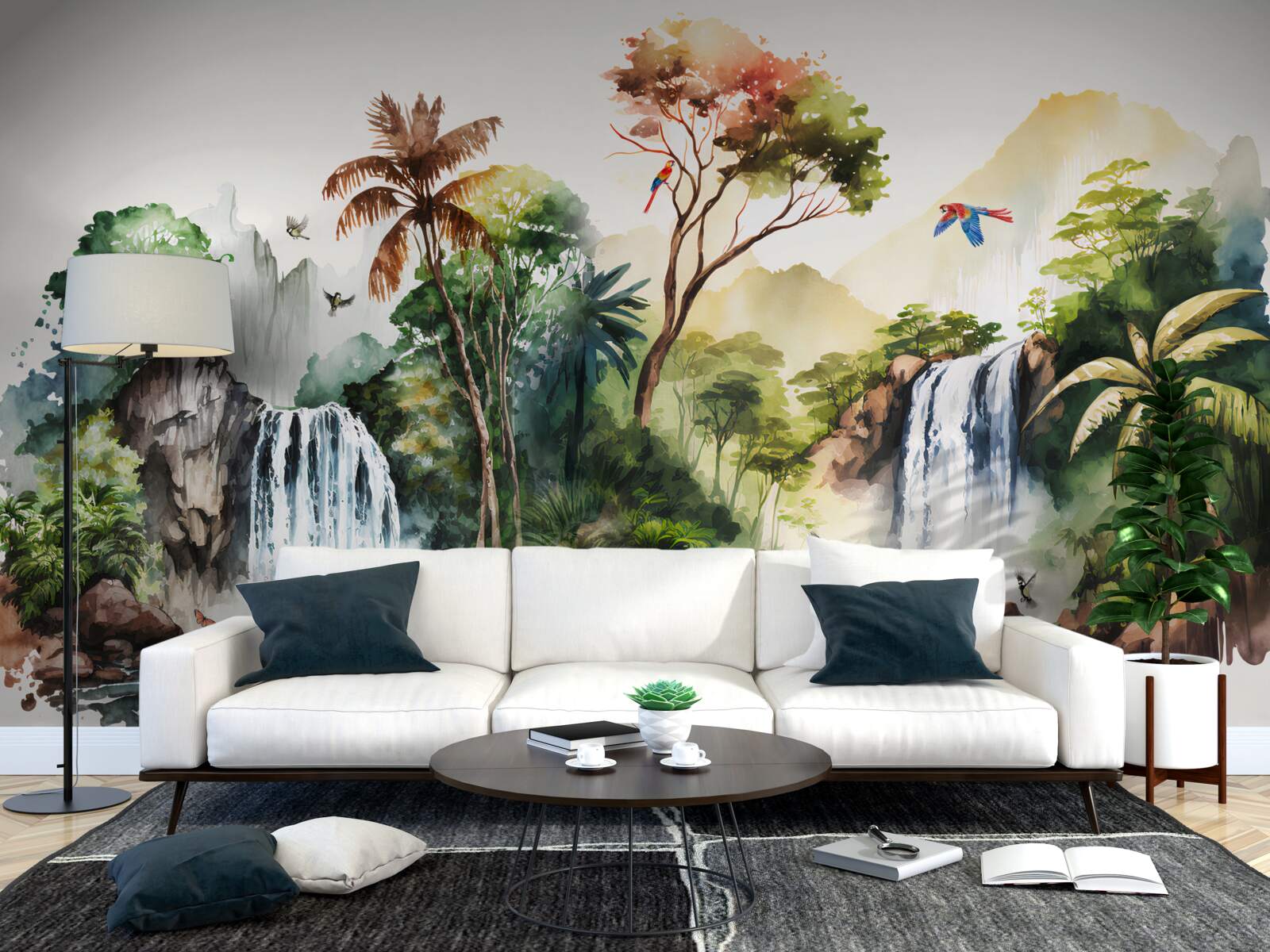 Фотошпалери у тропічному лісі є водоспади