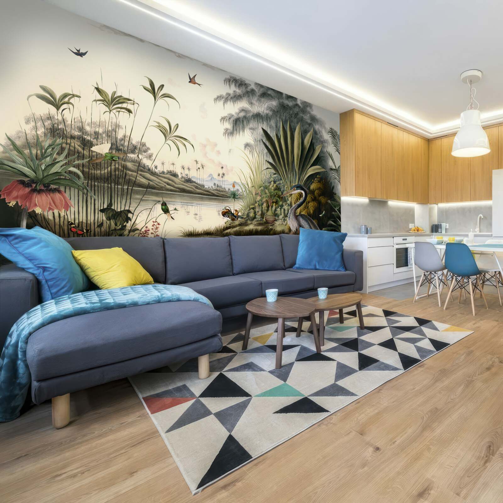 Фотошпалери Журавель біля зеленуватого ставка